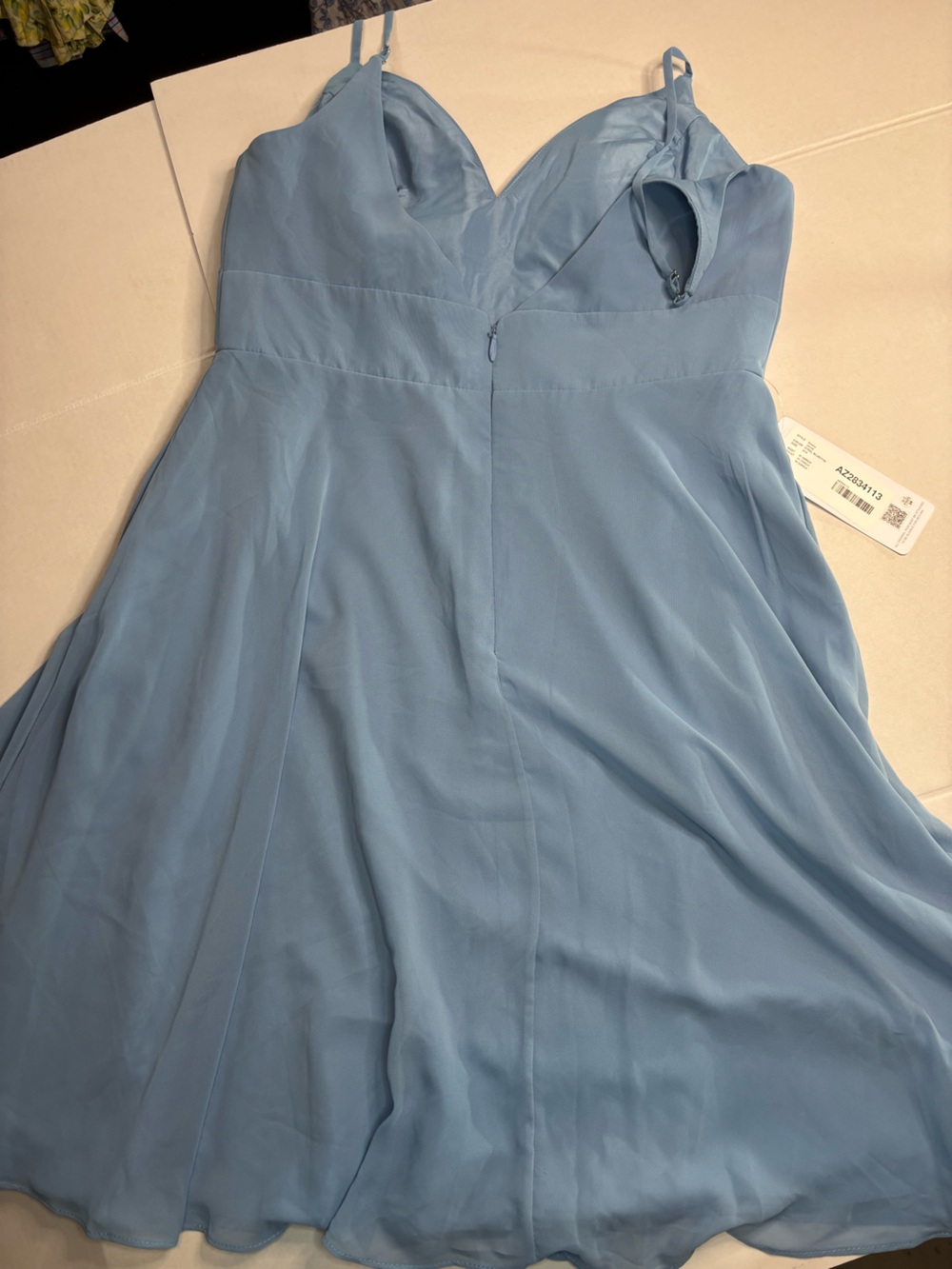 NWT Azazie Emmy Dress - Steel Blue - Size A14 - Picture 4 of 5